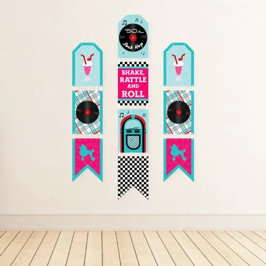 Big Dot of Happiness 50's Sock Hop - Hanging Vertical Paper Door Banners - 1950s Rock N Roll Party Wall Decoration Kit - Indoor Door Decor {4}