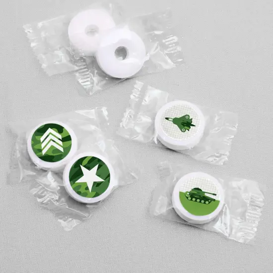Big Dot of Happiness Camo Hero - Army Military Camouflage Party Round Candy Sticker Favors - Labels Fits Chocolate Candy (1 sheet of 108) {4}