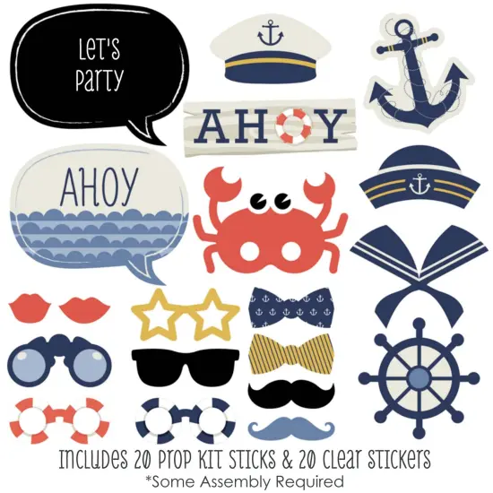 Big Dot of Happiness Ahoy - Nautical - Photo Booth Props Kit - 20 Count {3}