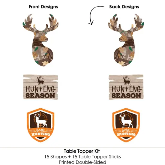 Big Dot of Happiness Gone Hunting - Deer Hunting Camo Baby Shower or Birthday Party Centerpiece Sticks - Table Toppers - Set of 15 {6}