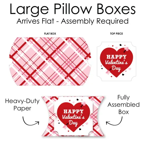 Big Dot of Happiness Conversation Hearts - Favor Gift Boxes - Valentine's Day Party Large Pillow Boxes - Set of 12 {7}
