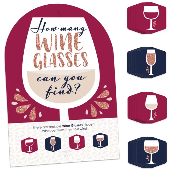 Big Dot of Happiness But First, Wine - Wine Tasting Party Scavenger Hunt - 1 Stand and 48 Game Pieces - Hide and Find Game {1}