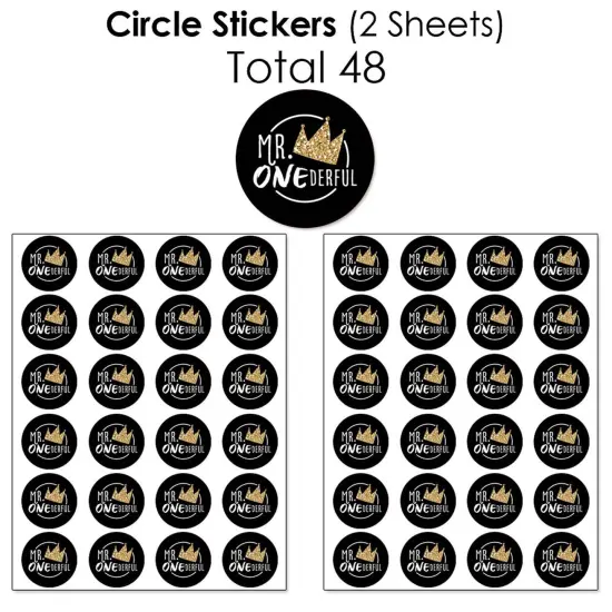 Big Dot of Happiness 1st Birthday Little Mr. Onederful - Boy First Birthday Party Candy Favor Sticker Kit - 304 Pieces {7}
