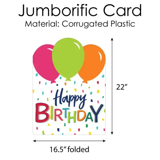 Big Dot of Happiness Cheerful Happy Birthday - Colorful Happy Birthday Giant Greeting Card - Big Shaped Jumborific Card {6}