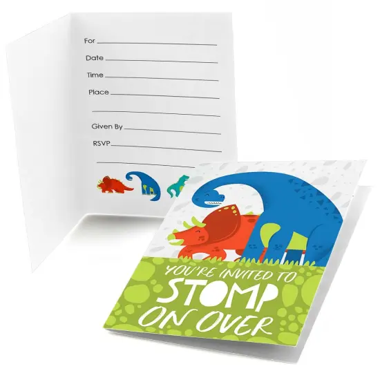 Big Dot of Happiness Roar Dinosaur - Fill In Dino Mite Baby Shower or Birthday Party Invitations (8 count) {1}