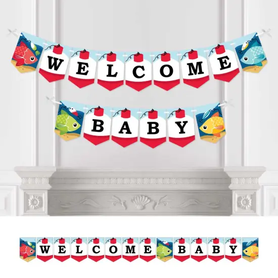 Big Dot of Happiness Let's Go Fishing - Fish Themed Baby Shower Bunting Banner - Party Decorations - Welcome Baby {1}