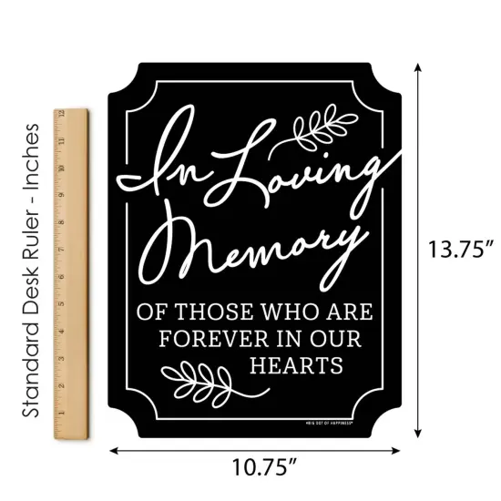 Big Dot of Happiness Black in Loving Memory Sign - Memorial Wedding Decor - Printed on Sturdy Plastic - 10.5 x 13.75 inches Sign with Stand - 1 Piece {7}