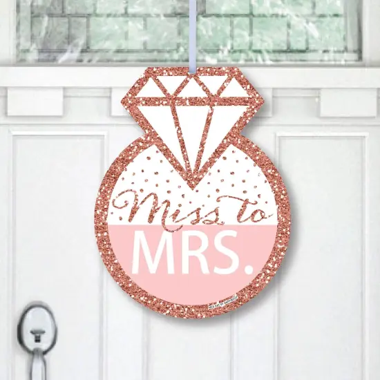 Big Dot of Happiness Bride Squad - Hanging Porch Rose Gold Bridal Shower or Bachelorette Party Outdoor Decorations - Front Door Decor - 1 Piece Sign {1}