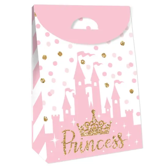 Big Dot of Happiness Little Princess Crown - Pink and Gold Princess Baby Shower or Birthday Gift Favor Bags - Party Goodie Boxes - Set of 12 {4}