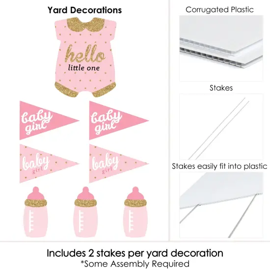 Big Dot of Happiness Hello Little One - Pink and Gold - Yard Sign & Outdoor Lawn Decorations - Girl Baby Shower Yard Signs - Set of 8 {6}
