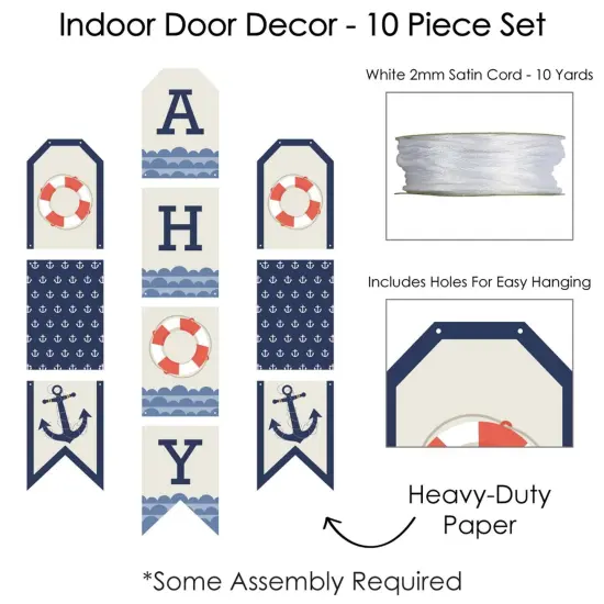 Big Dot of Happiness Ahoy - Nautical - Hanging Vertical Paper Door Banners - Baby Shower or Birthday Party Wall Decoration Kit - Indoor Door Decor {6}