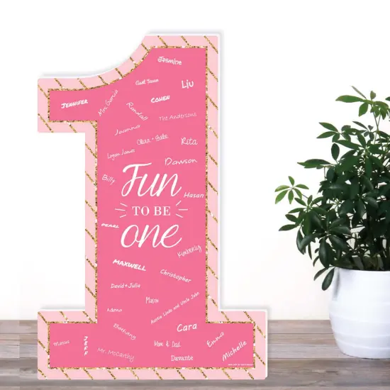 Big Dot of Happiness 1st Birthday Girl - Fun to be One - Guest Book Sign - First Birthday Party Guestbook Alternative - Signature Mat {4}