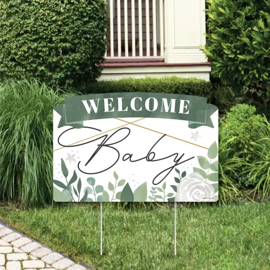 Big Dot of Happiness Boho Botanical Baby - Greenery Baby Shower Yard Sign Lawn Decorations - Welcome Baby Party Yardy Sign {1}