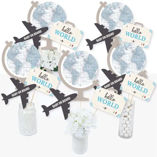 Big Dot of Happiness Precious Cargo - Blue - Boy Baby Shower Centerpiece Sticks - Table Toppers - Set of 15 {1}