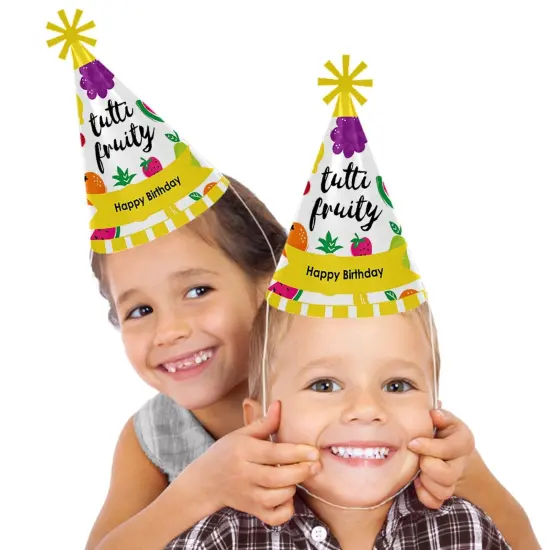 Big Dot of Happiness Tutti Fruity - Cone Frutti Summer Happy Birthday Party Hats for Kids and Adults - Set of 8 (Standard Size) {3}