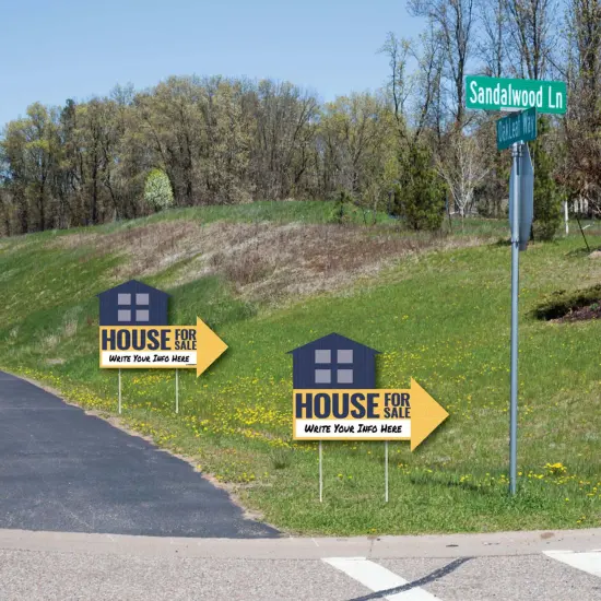 Big Dot of Happiness House for Sale Sign - Yard Sign with Stakes - Double Sided Outdoor Lawn Sign - Set of 3 {6}