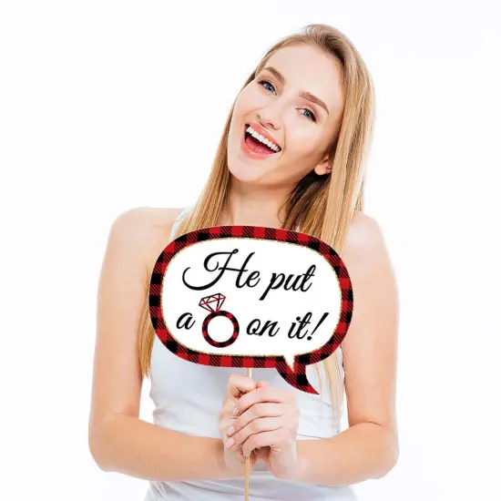 Big Dot of Happiness Flannel Fling Before the Ring - Buffalo Plaid Bachelorette Party Photo Booth Props Kit - 20 Count {4}