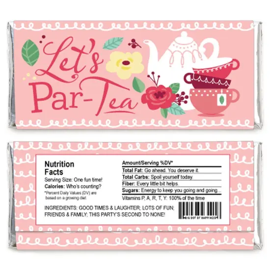 Big Dot of Happiness Floral Let's Par-Tea - Candy Bar Wrapper Garden Tea Party Favors - Set of 24 {3}