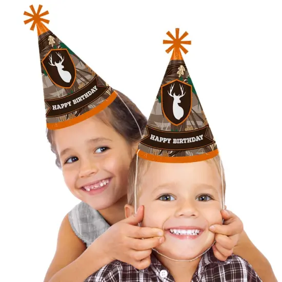 Big Dot of Happiness Gone Hunting - Cone Happy Birthday Party Hats for Kids and Adults - Set of 8 (Standard Size) {3}