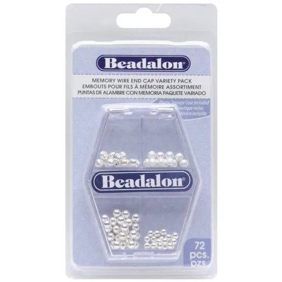Beadalon Memory Wire Endcap Variety Pack 72/Pkg-Silver {1}