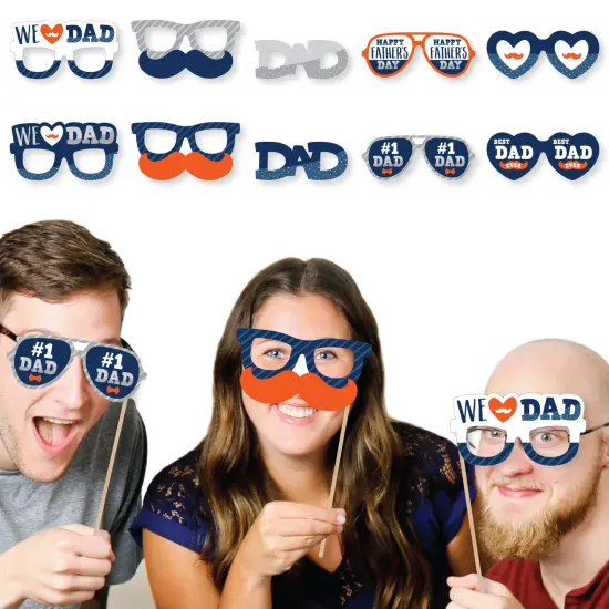 Big Dot of Happiness Happy Father's Day Glasses - Paper Card Stock We Love Dad Party Photo Booth Props Kit - 10 Count {3}