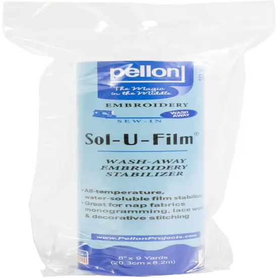 Pellon Sol-U-Film Wash Away Embroidery Stabilizer-Clear 8"X9yd {1}