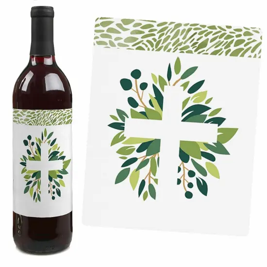 Big Dot of Happiness Baptism Elegant Cross - Religious Party Decorations for Women and Men - Wine Bottle Label Stickers - Set of 4 {5}