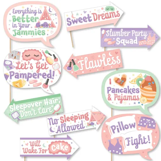 Big Dot of Happiness Funny Pajama Slumber Party - Girls Sleepover Birthday Party Photo Booth Props Kit - 10 Piece {1}