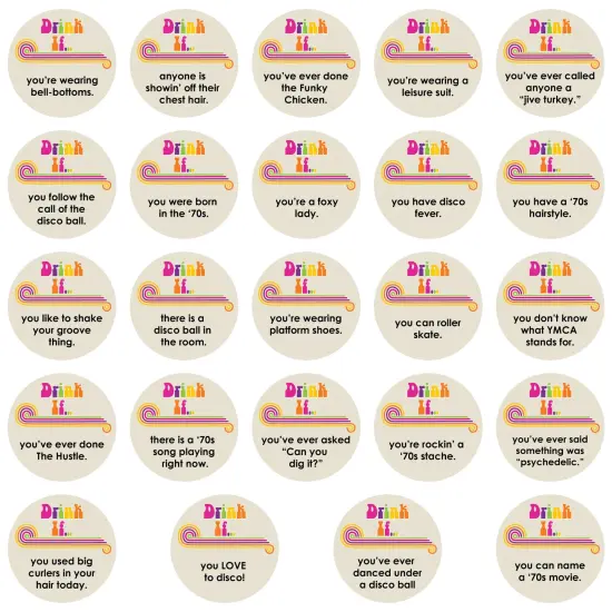Big Dot of Happiness Drink If Game - 70's Disco - 1970's Disco Fever Party Game - 24 Count {3}