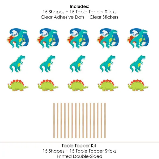 Big Dot of Happiness Roar Dinosaur - Dino Mite T-Rex Baby Shower or Birthday Party Centerpiece Sticks - Table Toppers - Set of 15 {7}