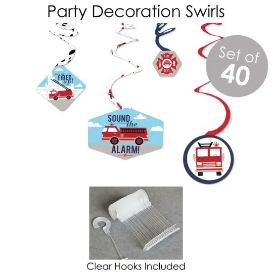 Big Dot of Happiness Fired Up Fire Truck - Firefighter Firetruck Baby Shower or Birthday Party Supplies - Banner Decoration Kit - Fundle Bundle {6}