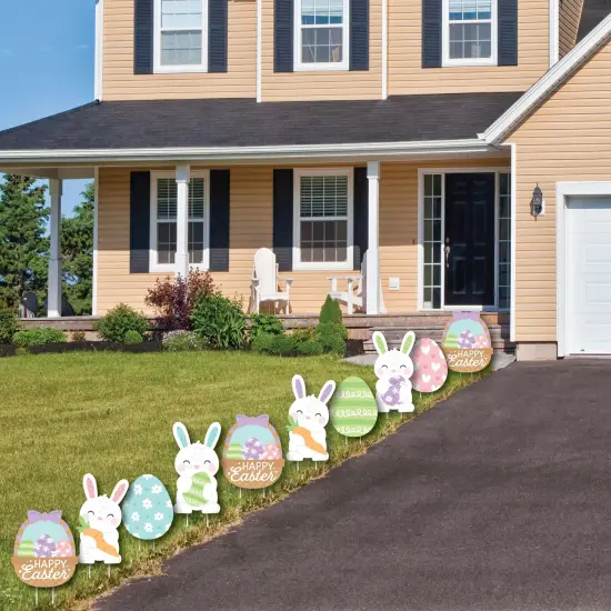 Big Dot of Happiness Spring Easter Bunny - Bunny, Egg, Basket Lawn Decorations - Outdoor Happy Easter Party Yard Decorations - 10 Piece {4}