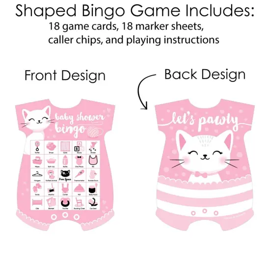 Big Dot of Happiness Purr-fect Kitty Cat - Picture Bingo Cards and Markers - Kitten Meow Baby Shower Shaped Bingo Game - Set of 18 {4}