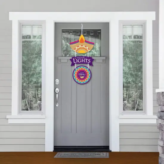 Big Dot of Happiness Happy Diwali - Hanging Porch Festival of Lights Party Outdoor Decorations - Front Door Decor - 3 Piece Sign {3}