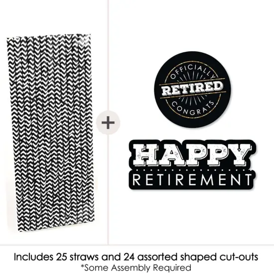 Big Dot of Happiness Happy Retirement - Paper Straw Decor - Retirement Party Striped Decorative Straws - Set of 24 {3}