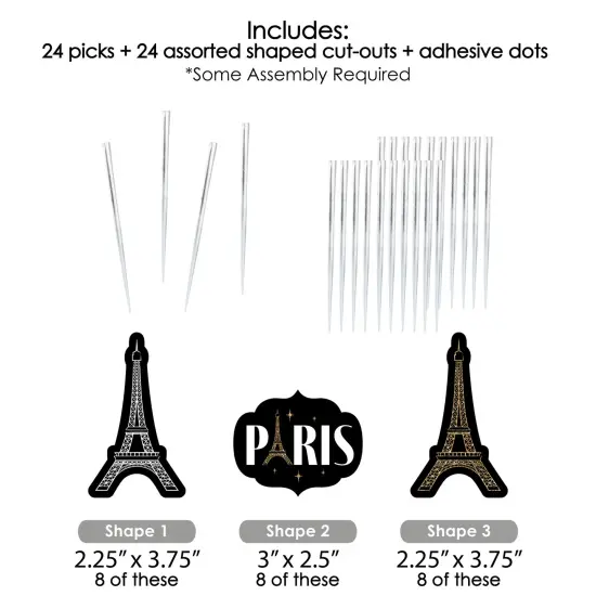 Big Dot of Happiness Stars over Paris - Dessert Cupcake Toppers - Parisian Themed Party Clear Treat Picks - Set of 24 {7}