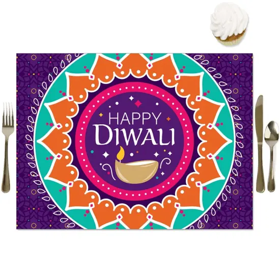 Big Dot of Happiness Happy Diwali - Party Table Decorations - Festival of Lights Party Placemats - Set of 16 {1}