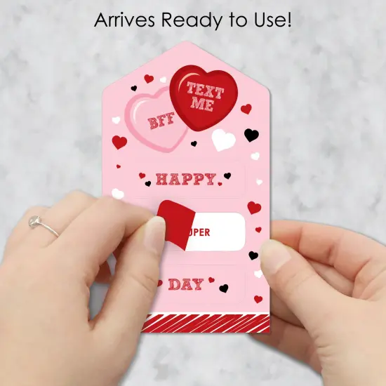 Big Dot of Happiness Conversation Hearts - Valentine's Day Cards for Kids - Happy Valentine's Day Pull Tabs - Set of 12 {3}