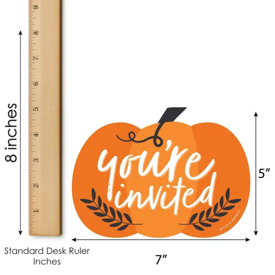 Big Dot of Happiness Fall Pumpkin - Shaped Fill-In Invitations - Halloween or Thanksgiving Party Invitation Cards with Envelopes - Set of 12 {7}