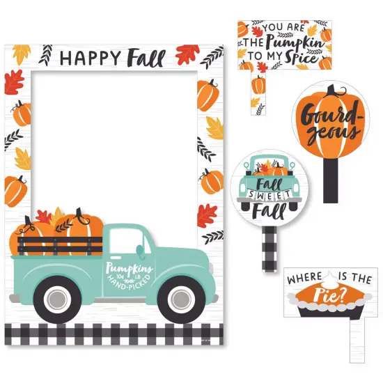 Big Dot of Happiness Happy Fall Truck - Harvest Pumpkin Party Selfie Photo Booth Picture Frame and Props - Printed on Sturdy Material {7}