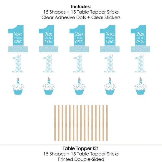 Big Dot of Happiness 1st Birthday Boy - Fun to be One - First Birthday Party Centerpiece Sticks - Table Toppers - Set of 15 {7}