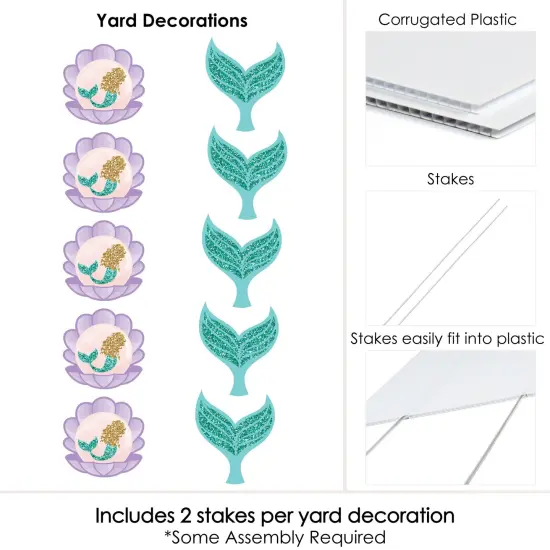Big Dot of Happiness Let's Be Mermaids - Mermaid & Seashell Lawn Decorations - Outdoor Baby Shower or Birthday Party Yard Decorations - 10 Piece {7}