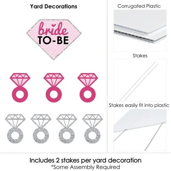 Big Dot of Happiness Bride-to-Be - Yard Sign & Outdoor Lawn Decorations - Bridal Shower or Classy Bachelorette Party Yard Signs - Set of 8 {6}