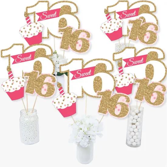 Big Dot of Happiness Sweet 16 - 16th Birthday - 16th Birthday Party Centerpiece Sticks - Table Toppers - Set of 15 {3}