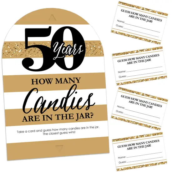Big Dot of Happiness We Still Do - 50th Wedding Anniversary - How Many Candies Anniversary Party Game - 1 Stand and 40 Cards - Candy Guessing Game {1}