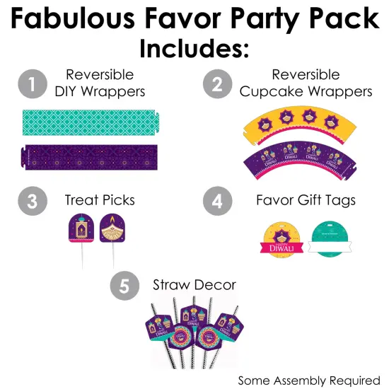 Big Dot of Happiness Happy Diwali - Festival of Lights Party Favors and Cupcake Kit - Fabulous Favor Party Pack - 100 Pieces {3}