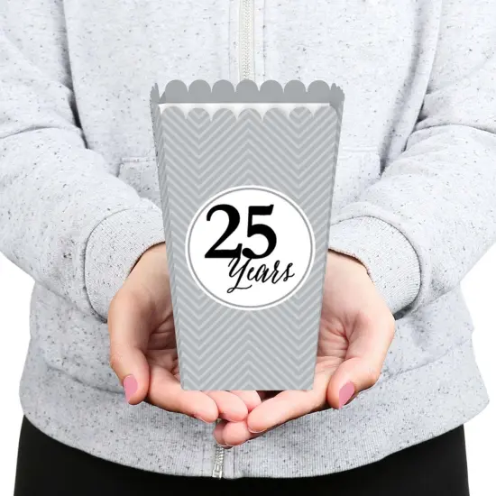 Big Dot of Happiness We Still Do - Silver 25th Wedding Anniversary Party Favors Popcorn Treat Boxes - Set of 12 {6}