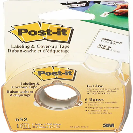 Post-It Labeling & Cover-Up Tape-White, 1"X700" {1}