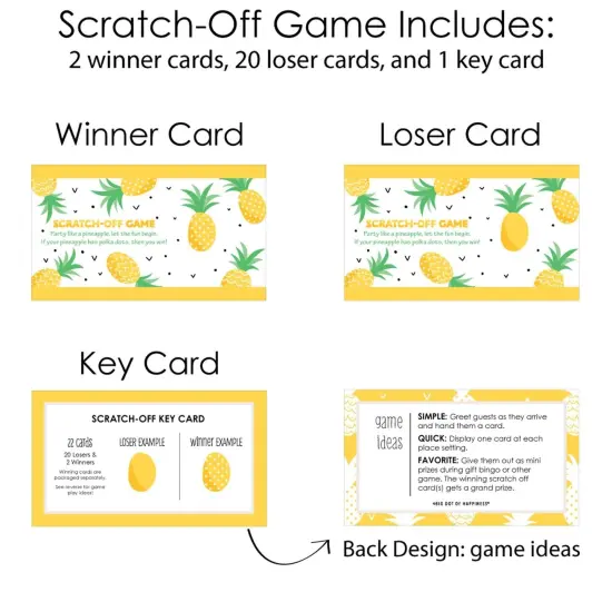 Big Dot of Happiness Tropical Pineapple - Summer Party Game Scratch Off Cards - 22 Count {6}