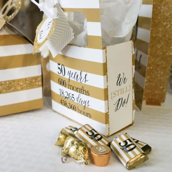 Big Dot of Happiness We Still Do - 50th Wedding Anniversary - Mini Candy Bar Wrapper Stickers - Anniversary Party Small Favors - 40 Count {7}